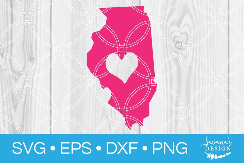 Illinois State with Heart SVG SavanasDesign 
