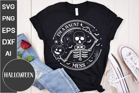 I'm A Haunt Mess Round Sign SVG, Halloween Round Sign SVG, Farmhouse Halloween SVG Design,SVGs,Quotes and Sayings,Food & Drink,On Sale, Print & Cut SVG DesignPlante 503 