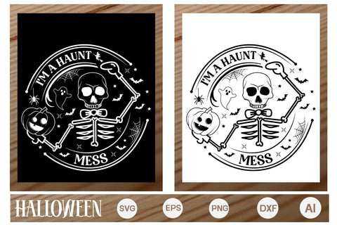I'm A Haunt Mess Round Sign SVG, Halloween Round Sign SVG, Farmhouse Halloween SVG Design,SVGs,Quotes and Sayings,Food & Drink,On Sale, Print & Cut SVG DesignPlante 503 