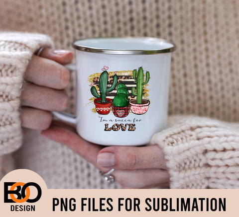 I’m a succa for love Cactus PNG, punny play on words, funny valentine png, cactus png Sublimation BOO-design 