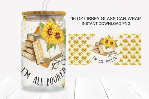 I'm All Booked Libbey Can Sublimation Wrap Sublimation BijouBay 