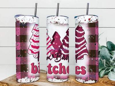 I'm Back Bitches 20oz Skinny Tumbler, Christmas Tree Cakes Tumbler Png, Christmas Plaid Tumbler Wrap, Christmas Sublimation Design, Instant Download Sublimation iStyleDesign 
