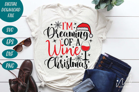 I'm Dreaming of a Wine Christmas svg, Christmas wine svg, wine tumbler svg, Drinkware svg SVG Isabella Machell 