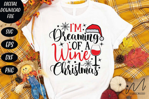 I'm Dreaming of a Wine Christmas svg, Christmas wine svg, wine tumbler svg, Drinkware svg SVG Isabella Machell 