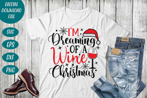 I'm Dreaming of a Wine Christmas svg, Christmas wine svg, wine tumbler svg, Drinkware svg SVG Isabella Machell 