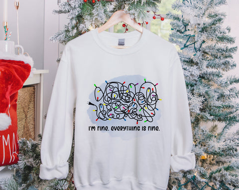 I'm Fine Everything Is Fine Christmas Lights PNG For Sublimation, Tangled Christmas Lights PNG, Funny Christmas PNG Sublimation HappyDesignStudio 