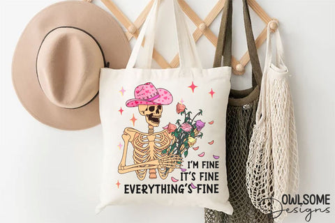 I'm Fine Funny Skeleton Valentine PNG Sublimation Owlsome.Designs 