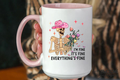 I'm Fine Funny Skeleton Valentine PNG Sublimation Owlsome.Designs 