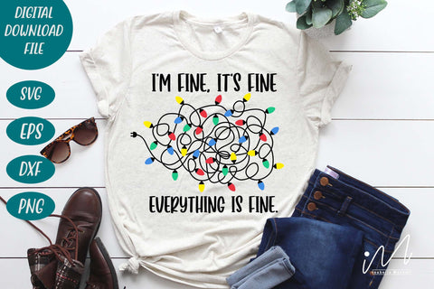 I'm Fine It's Fine Everything is Fine svg, Christmas light svg, I'm Fine svg, It's Fine svg, Everything is Fine svg SVG Isabella Machell 