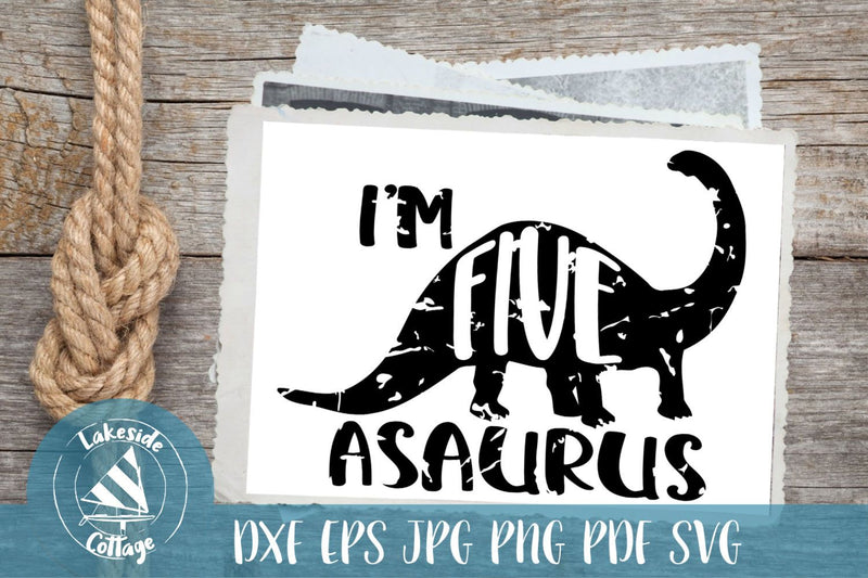 I'm Five-asaurus 5th Birthday Design SVG Lakeside Cottage Arts 