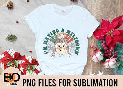 I'm Having A Meltdown Snowman Frosty Holiday Christmas Vintage Retro Style PNG Graphic Instant DOWNLOAD Files Sublimation BOO-design 