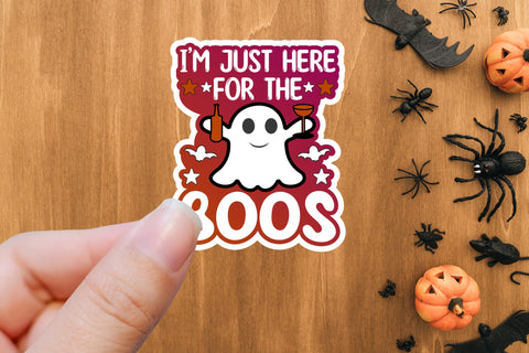 I'm Just Here for the Boos, Halloween Sticker PNG Sublimation CraftLabSVG 
