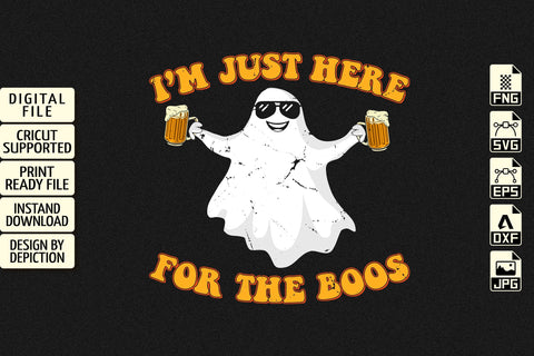 I'm Just Here For The Boos T-Shirt, Ghost Drink Shirt, Halloween Boos Shirt, Ghost Shirt Print Template Sketch DESIGN Depiction Studio 