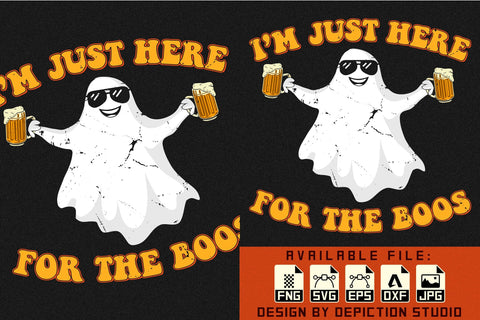 I'm Just Here For The Boos T-Shirt, Ghost Drink Shirt, Halloween Boos Shirt, Ghost Shirt Print Template Sketch DESIGN Depiction Studio 