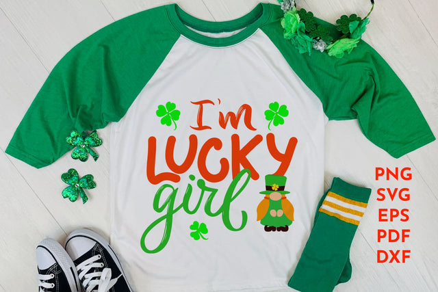 I'm lucky girl. Gnome St Patrick day SVG Angelina Semenova 