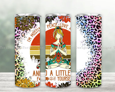I'm Mostly Peace, Love & Light 20oz Tumbler PNG Download, Yoga Tumbler Wrap Design Sublimation ToriDesigns 