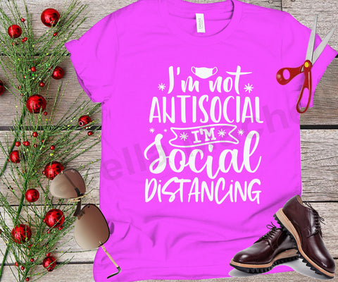 I'm not antisocial I'm social distancing, social distancing t shirt svg, cut files, covid t shirt svg, covid 19 svg SVG Isabella Machell 