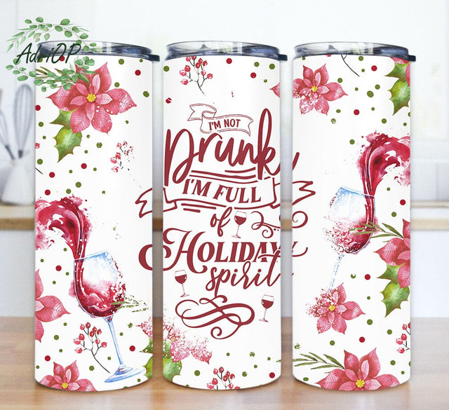 I'm Not Drunk 20oz Skinny Tumbler, Christmas Wine Tumbler Png, Funny Christmas Tumbler Design, Merry Christmas Sublimation Design, Christmas Gift, Digital Download Sublimation AdriOP 