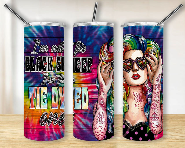 Im Not The Black Sheep Im The Tie Dyed One 20oz Skinny Tumbler Design, Bull Skull Png, Leopard Tumbler Png Sublimation BouDesign 