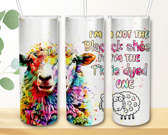 I'm Not The Black Sheep I’m The Tie Dyed One Tumbler, 20 oz Skinny Tumbler Sublimation Wrap Straight/Tapered PNG Sublimation sassyprint 