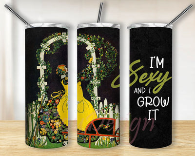 Im Sexy and I Grow It Tumbler Png, Black Woman Skinny Tumbler PNG, Black Woman 20 Oz Skinny Tumbler Straight/Tapered Sublimation Wrap PNG Sublimation BouDesign 