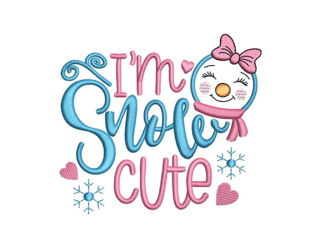 Im Snow Cute Embroidery Design, Winter Embroidery File, 4 sizes, Instant Download Embroidery/Applique DESIGNS Nino Nadaraia 