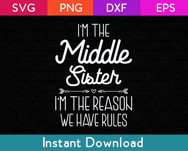 I'm The Middle Sister I'm the Reason We Have Rules Sibling Svg Design SVG artprintfile 