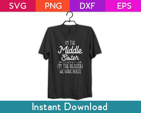 I'm The Middle Sister I'm the Reason We Have Rules Sibling Svg Design SVG artprintfile 