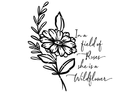 In a Field of Roses | Wildflower Sign, Shirt or Stencil SVG SVG Ikonart Design Shop 