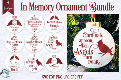 In Memory Christmas Ornament SVG Bundle SVG Wispy Willow Designs 