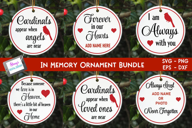 In memory ornament Bundle - 6 In memory SVG designs SVG Stacy's Digital Designs 