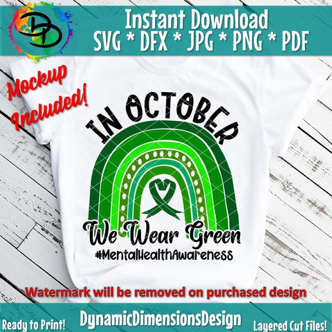 In October we Wear Green Mental Health SVG DynamicDimensionsDesign 