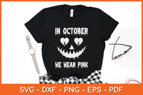 In October We Wear Pink Breast Cancer Halloween Svg Design SVG artprintfile 