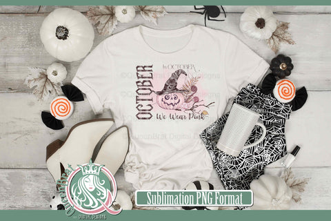 In October We Wear Pink Pumpkin Sublimation Sublimation QueenBrat Digital Designs 