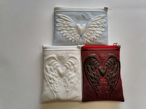 In the hoop bag embroidery designs Angel wings with heart Embroidery/Applique DESIGNS ImilovaCreations 