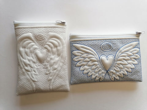 In the hoop bag embroidery designs Angel wings with heart Embroidery/Applique DESIGNS ImilovaCreations 