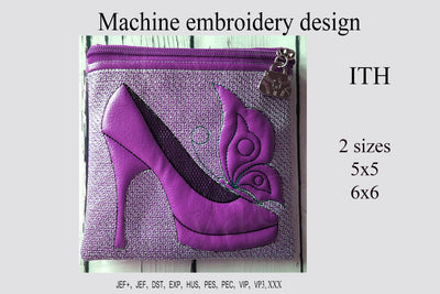 In the hoop bag Shoe and Butterfly embroidery design Embroidery/Applique DESIGNS ImilovaCreations 