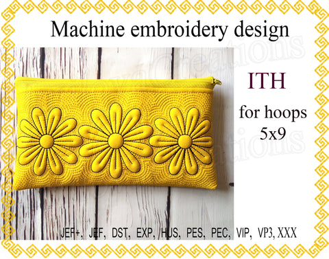 In the Hoop Chamomile zip bag embroidery design Embroidery/Applique DESIGNS ImilovaCreations 
