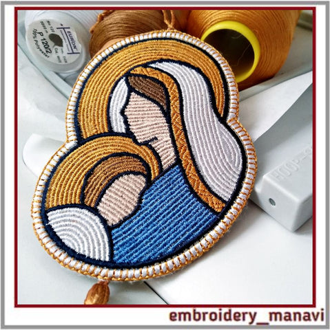 In the hoop embroidery design pendant or bookmark Madonna and Child. Embroidery/Applique DESIGNS Embroidery Manavi 05 