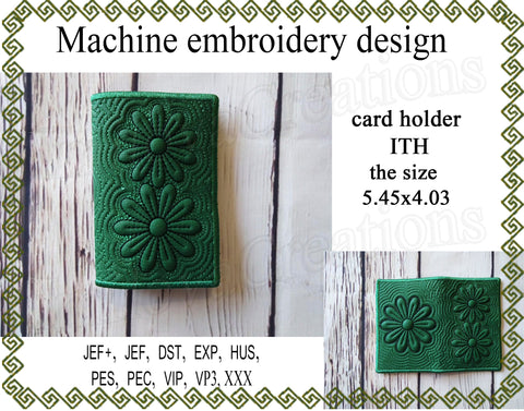 In the hoop Flower card case Machine embroidery design Embroidery/Applique DESIGNS ImilovaCreations 