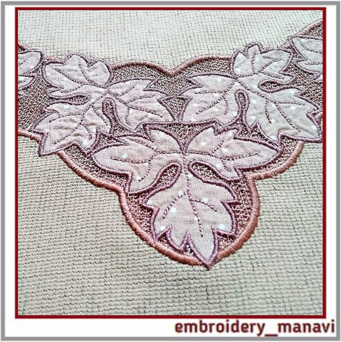 In the hoop FSL and applique grape leaves embroidery design. Embroidery/Applique DESIGNS Embroidery Manavi 05 