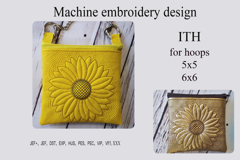In the Hoop sunflower bag embroidery design Embroidery/Applique DESIGNS ImilovaCreations 