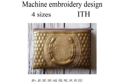 In the hoop zip horseshoe bag embroidery design ITH project Embroidery/Applique DESIGNS ImilovaCreations 