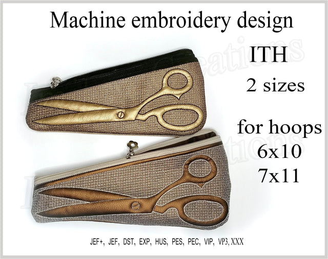 In the hoop zippered scissors pouch embroidery designs Embroidery/Applique DESIGNS ImilovaCreations 