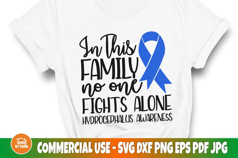 In this family no one fights alone SVG | Blue ribbon Svg | Hydrocephalus awareness SVG TonisArtStudio 