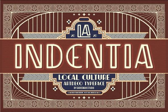 Indentia – Art Deco Typeface Font Garisman Studio 
