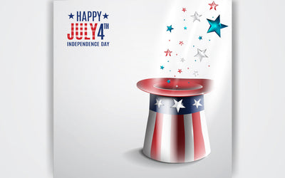 Independence day background lettering 4th of July with balloons gift boxes and hanging Stars SVG naemmiah021 