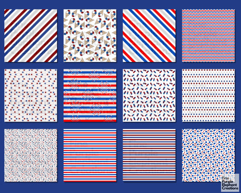 Independence Day Digital Paper | 4th of July Scrapbook Digital Pattern Fine Purple Elephant Creations 