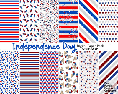 Independence Day Digital Paper | 4th of July Scrapbook Digital Pattern Fine Purple Elephant Creations 