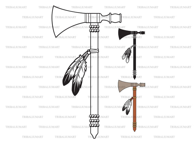 Indian Axe. Native American Warrior Tomahawk. SVG TribaliumArtSF 